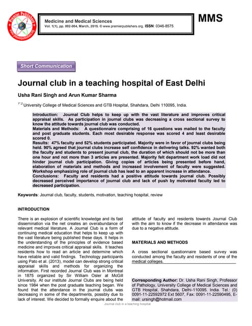 How to present a journal club | PPT