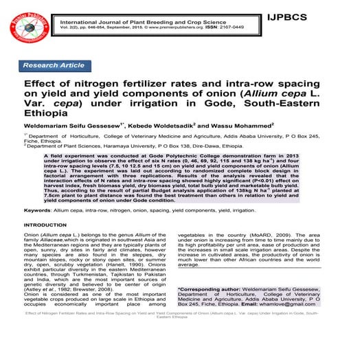 Effects of nitrogen fertilizer rates on yield and yield components of ...