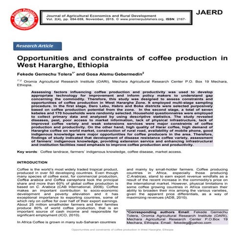 Opportunities and constraints of coffee production in West Hararghe, Ethiopia