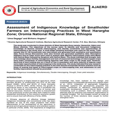 Assessment of Indigenous Knowledge of Smallholder Farmers on Intercropping Pr...
