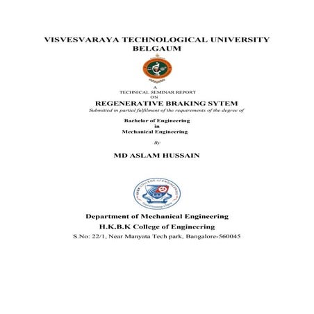 Regenerative Braking System by ASLAM