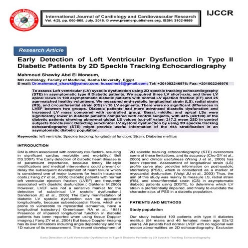 Early Detection of Left Ventricular Dysfunction in Type II Diabetic Patients ...