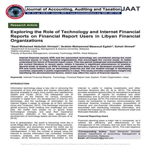 Exploring the Role of Technology and Internet Financial Reports on Financial ...