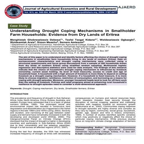Understanding Drought Coping Mechanisms in Smallholder Farm Households: Evide...