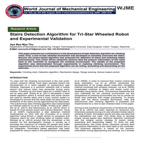 Stairs Detection Algorithm for Tri-Star Wheeled Robot and Experimental Valida...