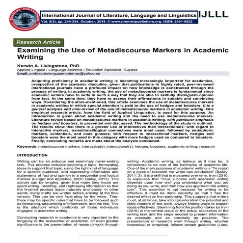 Examining the Use of Metadiscourse Markers in Academic Writing