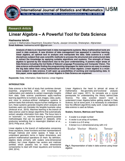 Linear Algebra – A Powerful Tool for Data Science