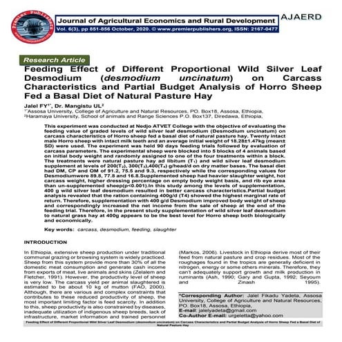 Feeding Effect of Different Proportional Wild Silver Leaf Desmodium ...