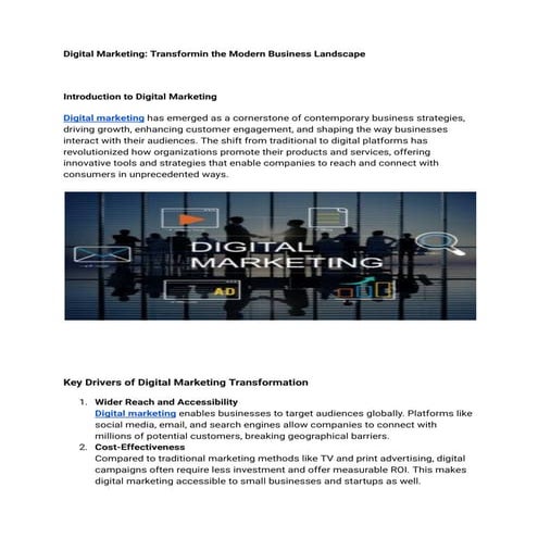 Digital Marketing: Transformin the Modern Business Landscape