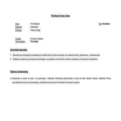 Pdf. clase a clase   6° matemática - noviembre