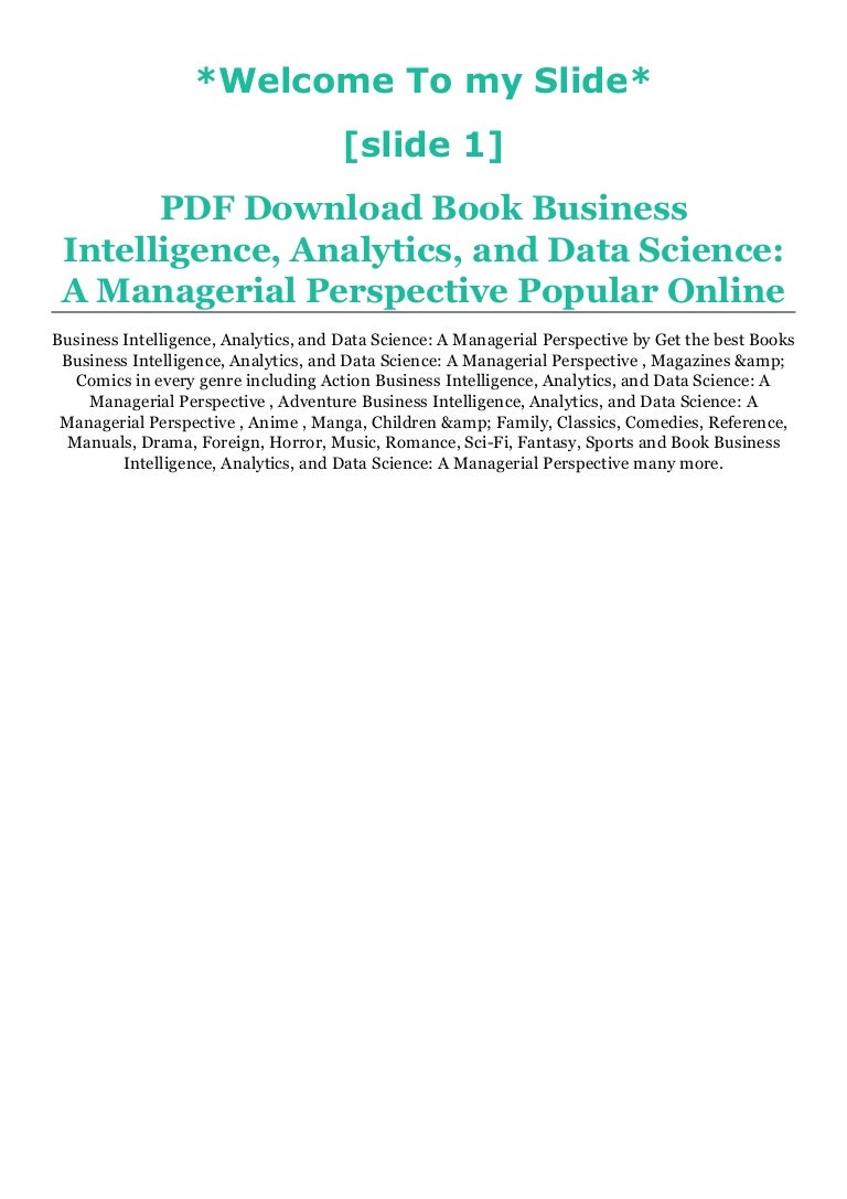 Free PDF DOWNLOAD Business Intelligence, Analytics, and ...