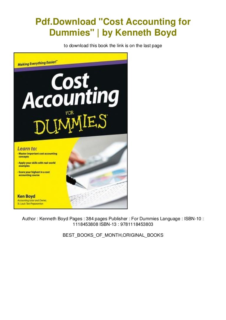 Pdf.Download Cost Accounting for Dummies" by Boyd"