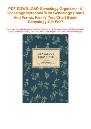 [PDF] Download Genealogy Organizer - A Genealogy Notebook With Genealogy 