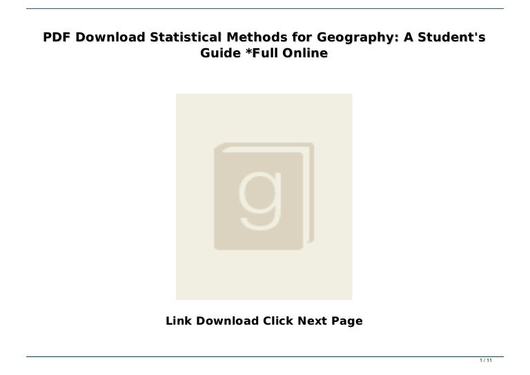 Pdf download statistical methods for geography a student s guide fu 