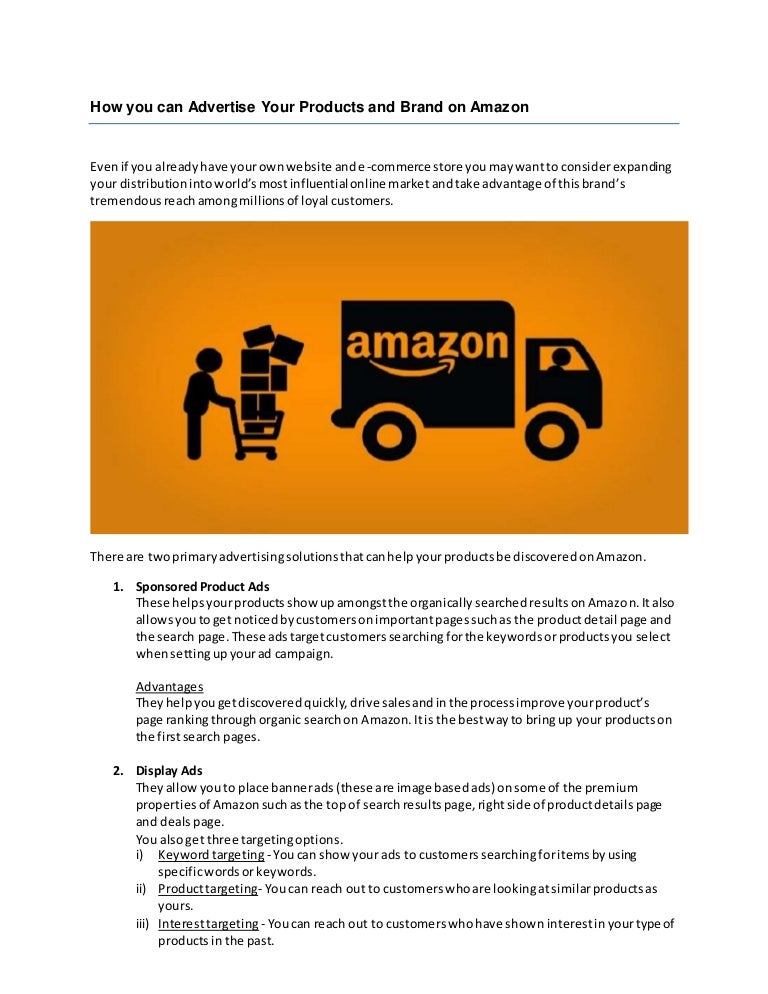 How you can Advertise Your Products and Brand on Amazon