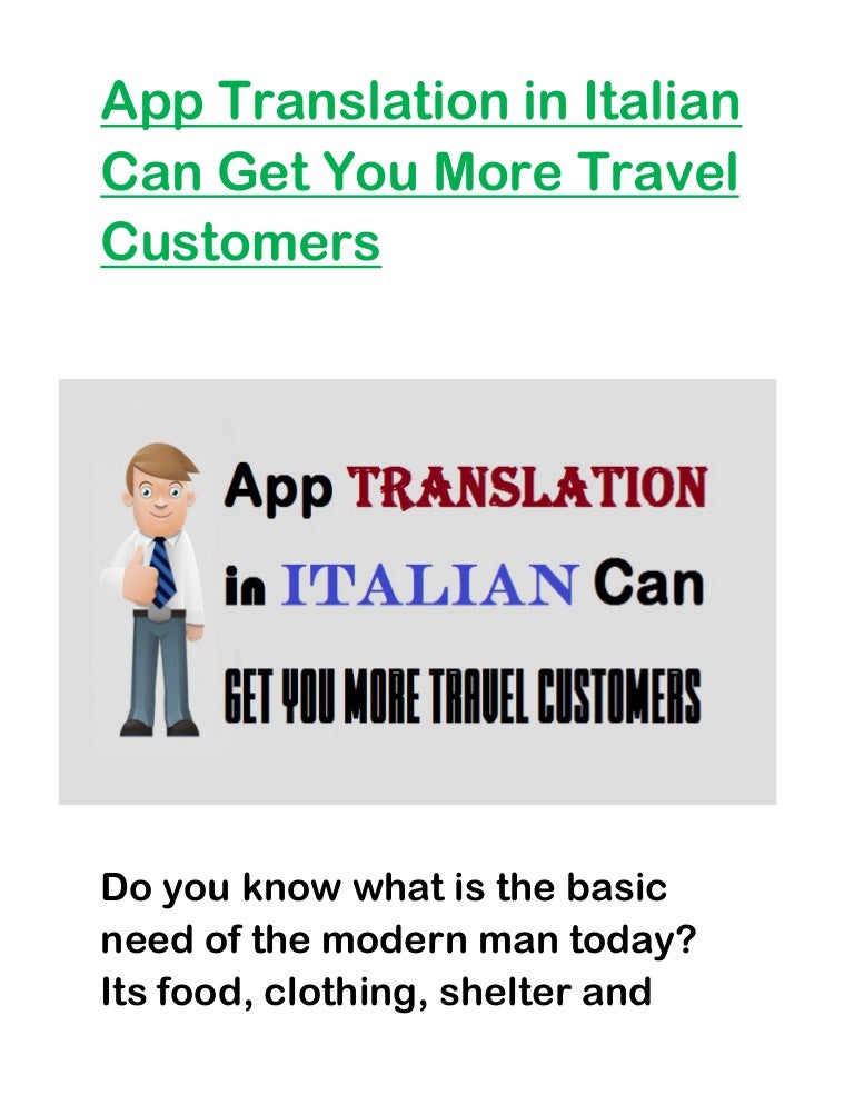 App Translation in Italian Can Get You More Travel Customers