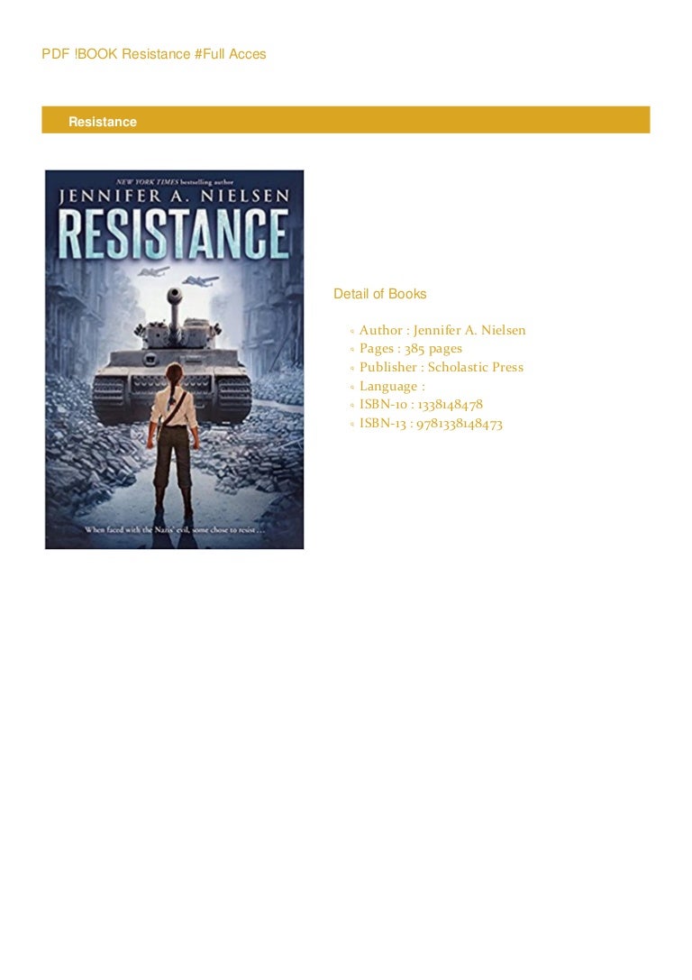 !PDF Resistance BOOK Jennifer A. Nielsen
