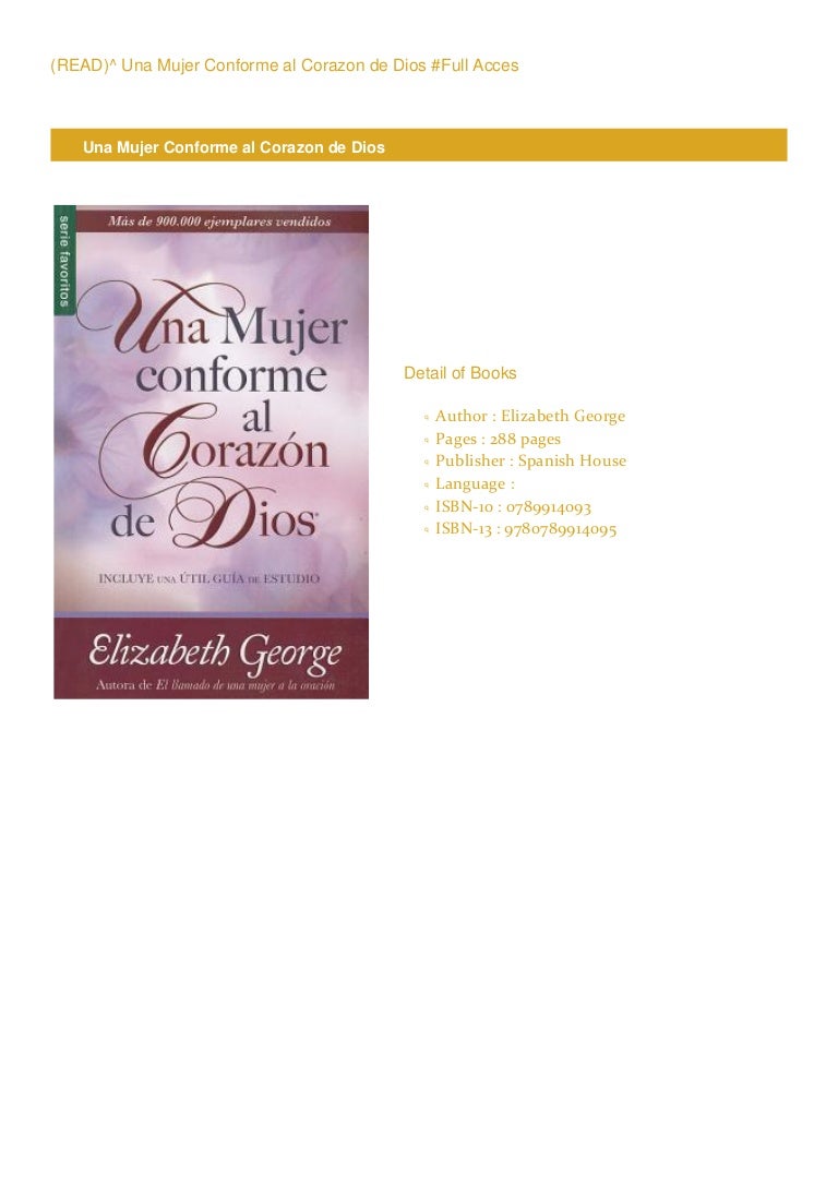 !PDF Una Mujer Conforme al Corazon de Dios ^BOOK Elizabeth