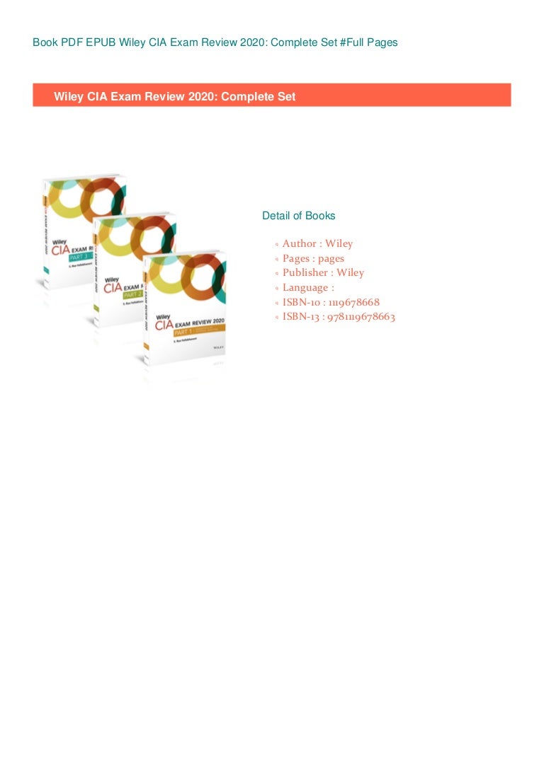  PDF Wiley CIA Exam Review 2020 Complete Set EPub Wiley