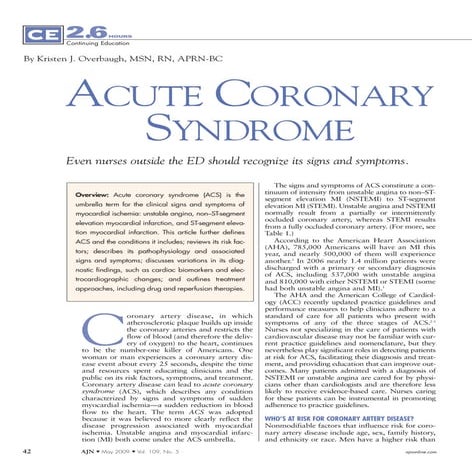 Acute Coronary Syndrome: Clinical presentation, diagnosis and ...