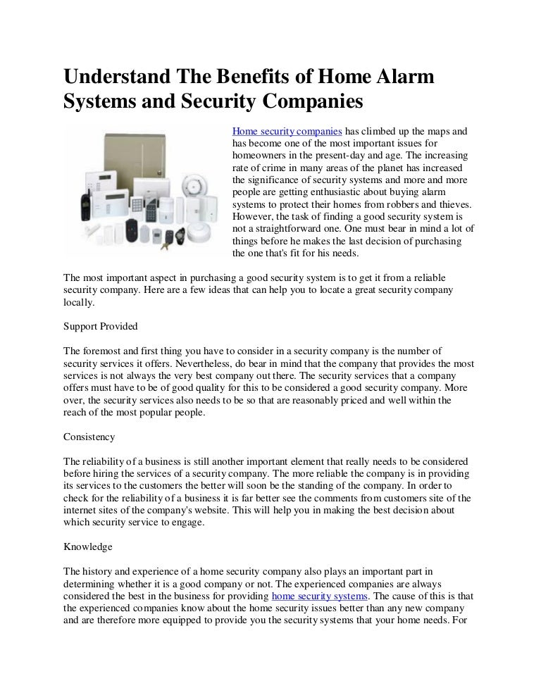 Understand The Benefits of Home Alarm Systems and Security Companies