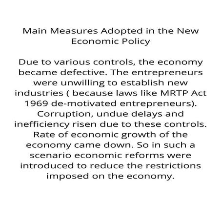 New Economic policy 1991 | PDF