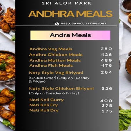 Alok hotels menu