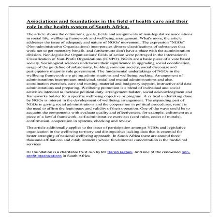 H J FOUNDATION - NON PROFIT ORGANIZATION