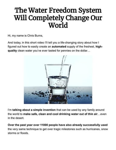 Water Freedom System - Huge New Offer For 2022! Digital - Ebooks