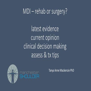 MDI - Rehab or Surgery???