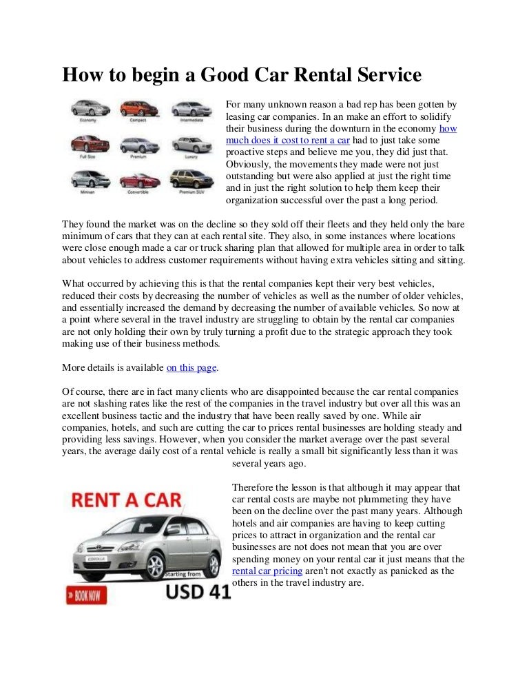 How to begin a Good Car Rental Service