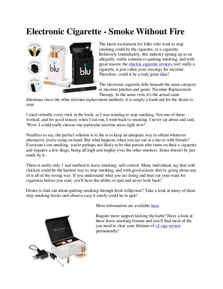 Electronic Cigarette Smoke Without Fire