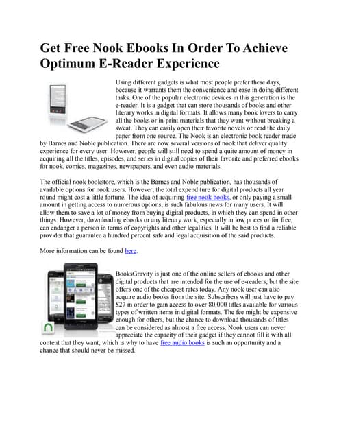 Get Free Nook Ebooks In Order To Ac...