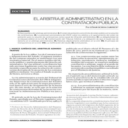 EL ARBITRAJE ADMINISTRATIVO EN LA CONTRATACIÓN PUBLICA