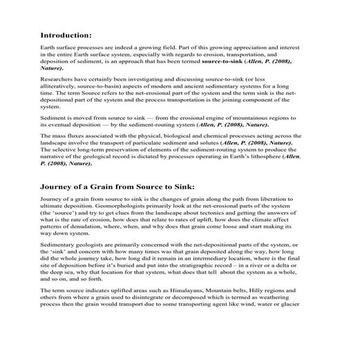 A Journey of a Grain from Source to Sink.