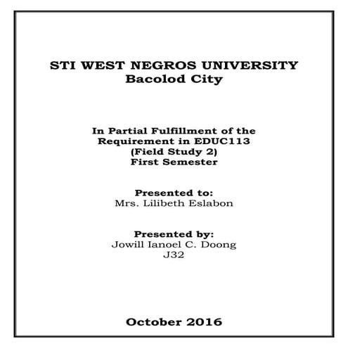 field study for teachers graduating samplr