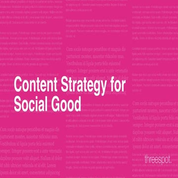 Content Strategy for Social Good