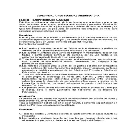 [Pdf] especificaciones tecnicas ventanas de aluminio compress