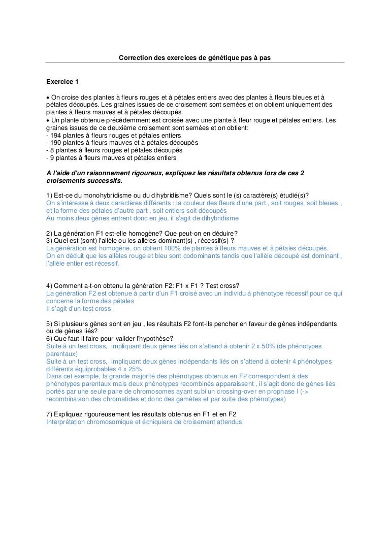 Fiche De Révision Sur La Génétique 3ème Pdf