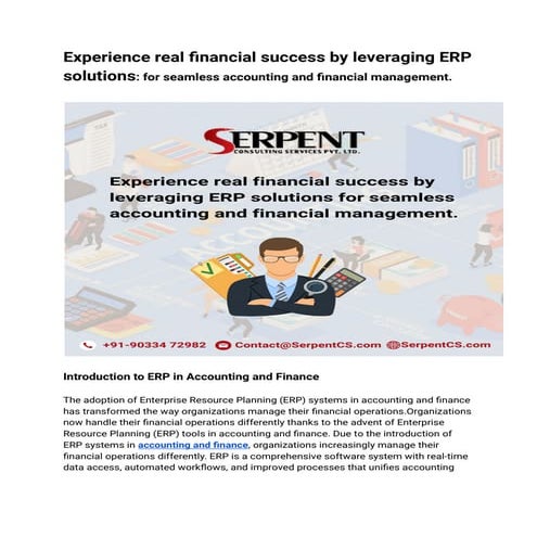 Leveraging ERP for Efficient Accounting and Finance Business Management: A Co...