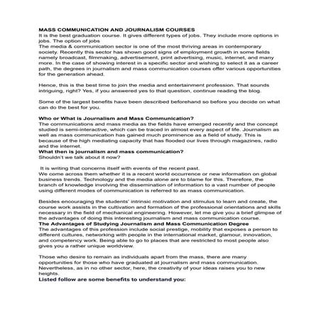 mass communication and journalism course