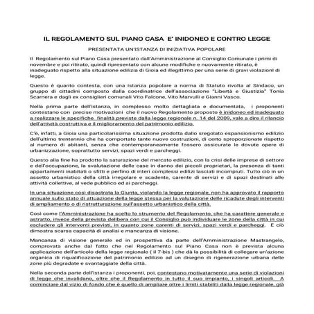 istanza popolare piano casa