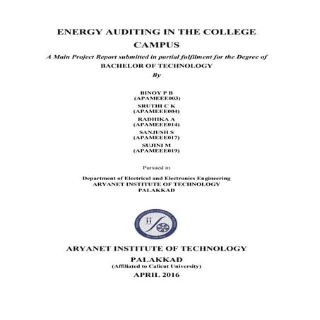 Energy Auditing in College Campus