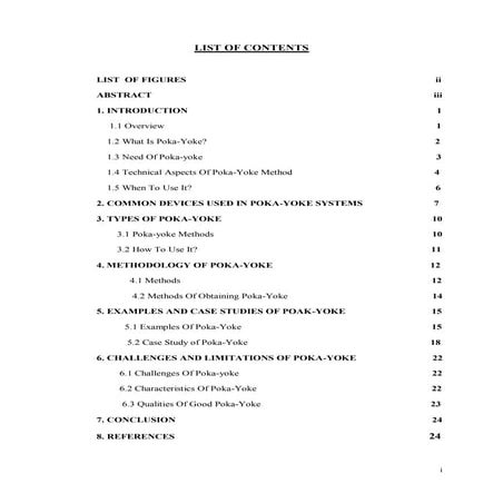 poka yoke seminar report with index