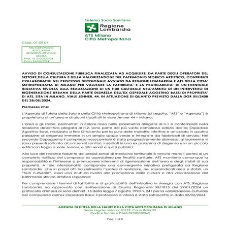 Manifestazione d'interesse ex Ospedale Bassi