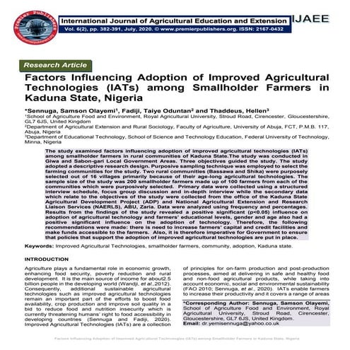 Adoption of Precision Agriculture Technologies in Ethiopia | PPTX