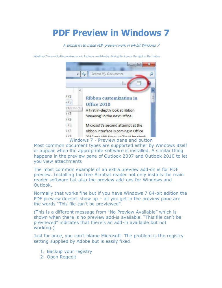 Pdf preview in windows 7