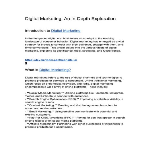 Digital Marketing: An In-Depth Exploration