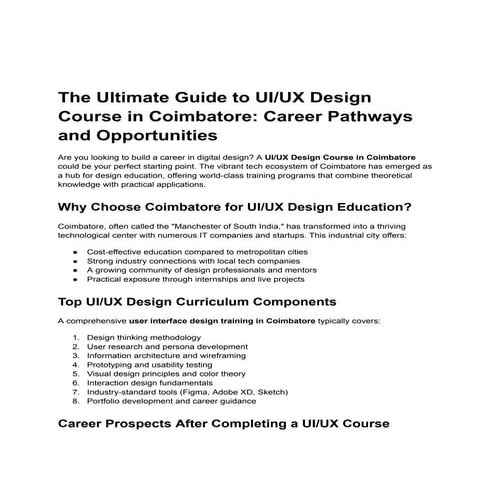 The Ultimate Guide to UI/UX Design Courses in Coimbatore: Launching Your Desi...