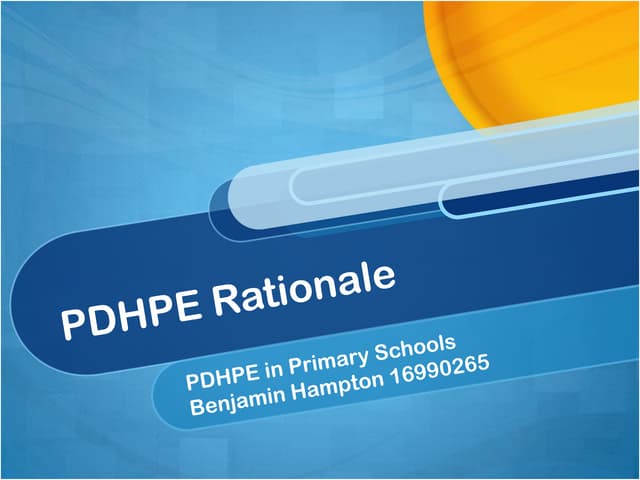 PDHPE Rationale